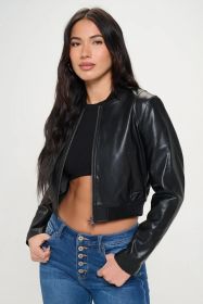 Coalition LA Zip Up Cropped Bomber Jacket (Option: Black-S)