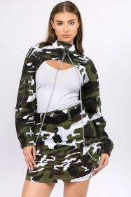 American Bazi Camouflage Cropped Jacket With Chains (Option: Winter Camo-S)