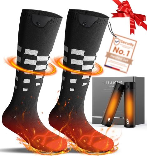 Heated Set Rechargeable - Heated Socks and Hand Warmers for Men - 2 Packs 6000mAh Electric Foot Warmers - Gifts for Camping, Hunting Heated Set Rechargeable - Heated Socks and Hand Warmers for Men - 2 Packs 6000mAh Electric Foot Warmers - Gifts for Camping, Hunting