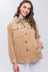 Love Tree Corduroy Button Up Jacket With Sherpa Inside (Option: Beige-M)