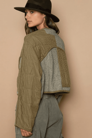 POL Quilted Knit Viding Detail Knit Patch Jacket (Option: Olive-S)