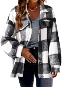 Women's Fashion Jacket Button Plush Coat (Option: Black-S)